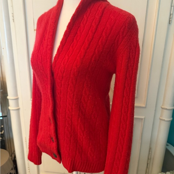 Red Lauren Ralph Lauren Cashmere Cable Knit Sweater Sz S - Picture 3 of 13